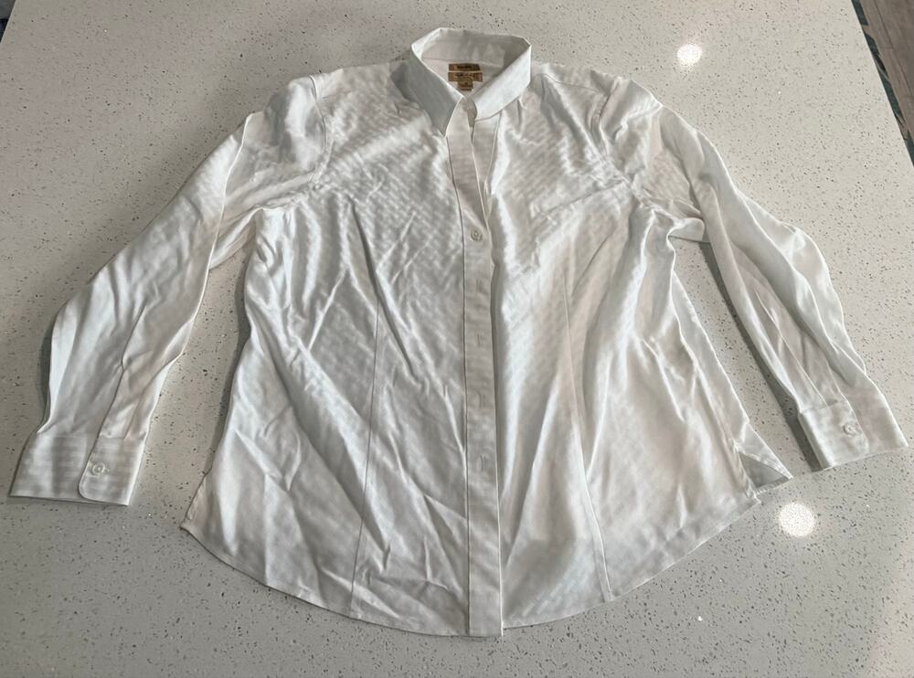 Gold Label Investments Women 18 White Non Iron Cotton Jacquard Button Shirt